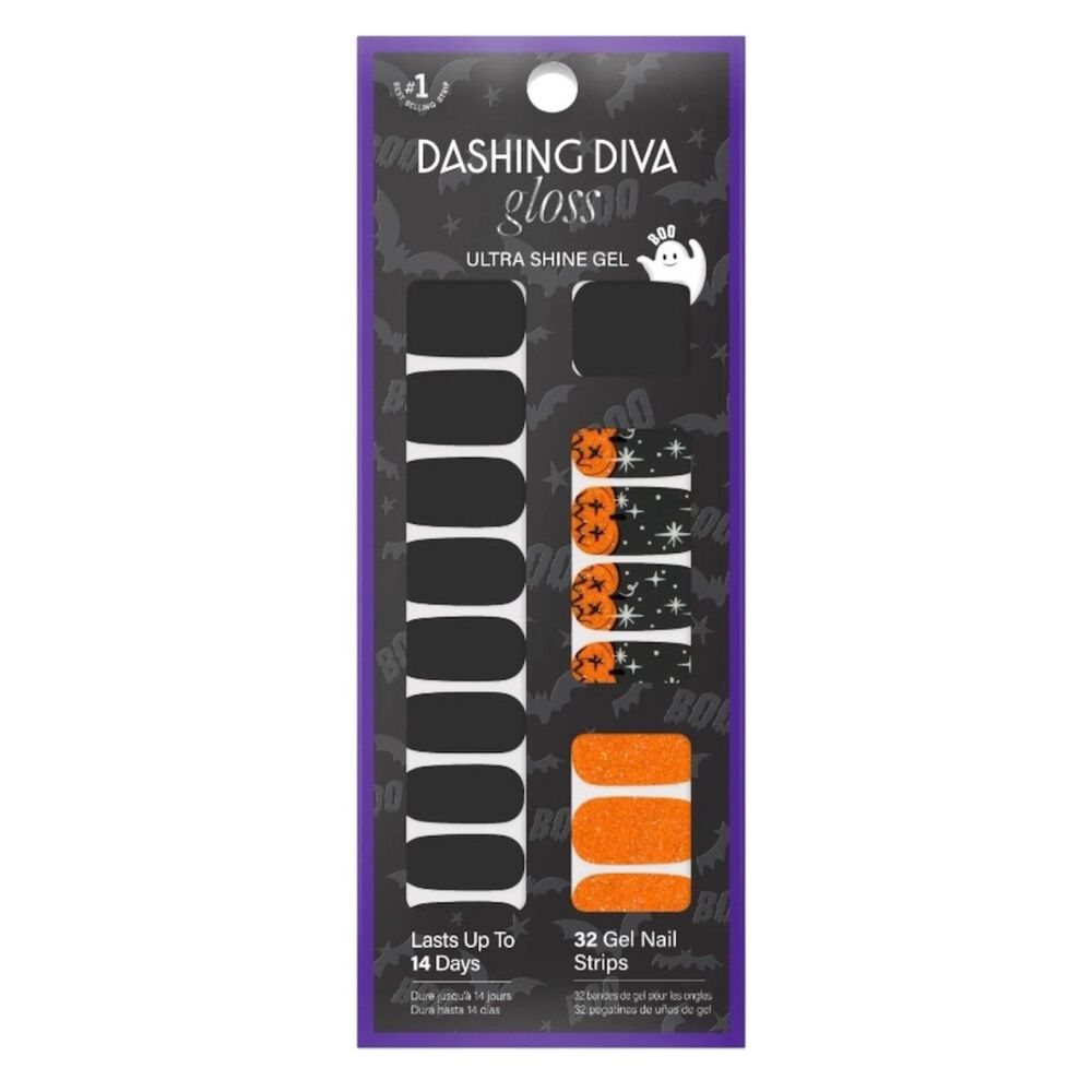 Dashing Diva Gloss Gel Nail Strips Halloween Edition Hey Pumpkin Glow in Dark
